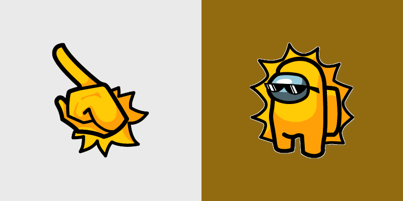 Sun Thug Life Crewmate custom cursor pack preview for Chrome, Edge and Windows