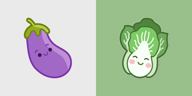 Eggplant and Lettuce custom cursor pack preview for Chrome, Edge and Windows