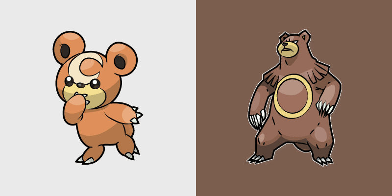 Teddiursa and Ursaring custom cursor pack preview for Chrome, Edge and Windows
