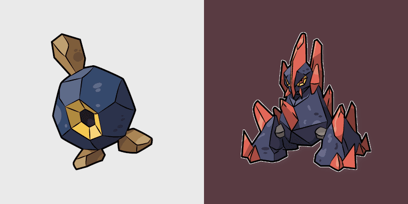 Roggenrola and Gigalith custom cursor pack preview for Chrome, Edge and Windows