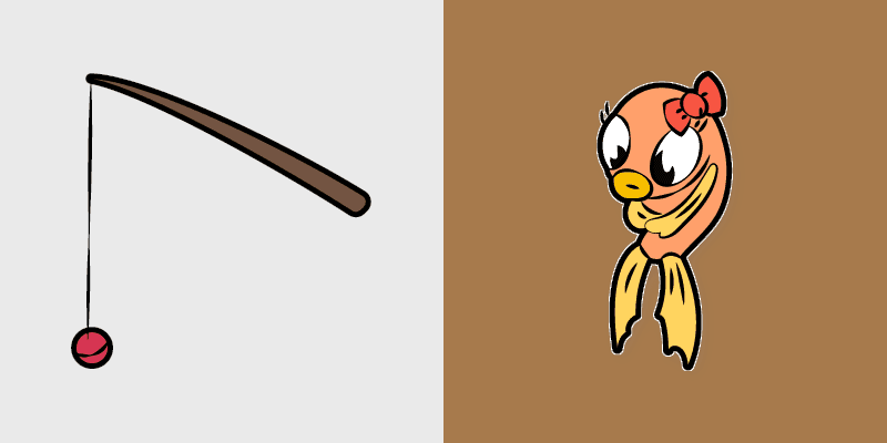 Cute Cursor Cuphead Angel Fishing Rod Pack custom cursor pack preview for Chrome, Edge and Windows