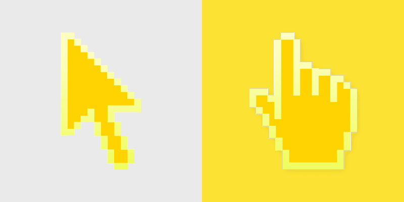 Yellow Pixel custom cursor pack preview for Chrome, Edge and Windows