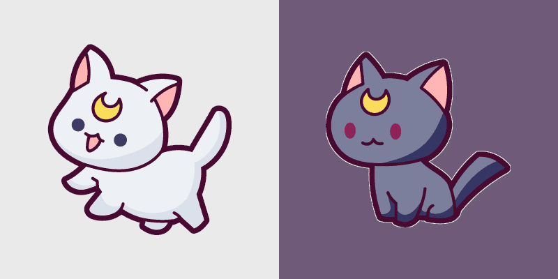 Sailor Moon Luna and Artemis custom cursor pack preview for Chrome, Edge and Windows