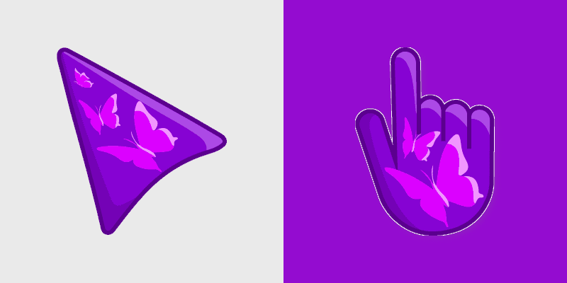 Purple Butterfly custom cursor pack preview for Chrome, Edge and Windows
