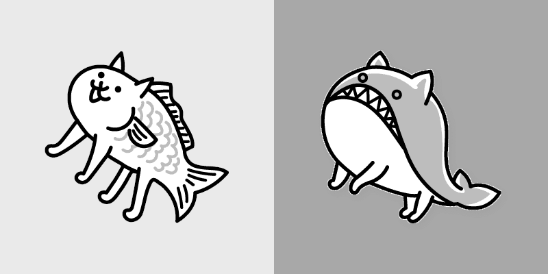 Custom Cursor Battle Cats Fish and Whale Pack preview for Chrome, Edge and Windows