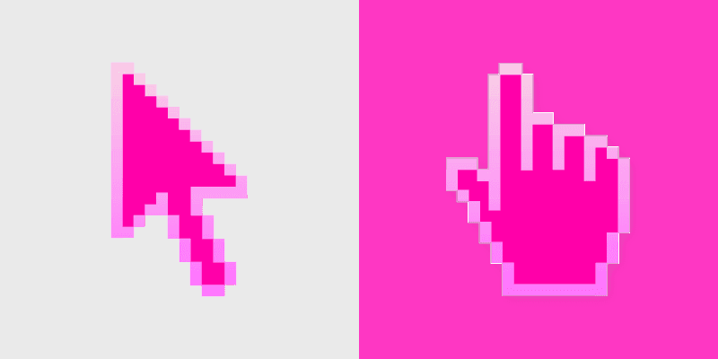 Pink custom cursor pack preview for Chrome, Edge and Windows