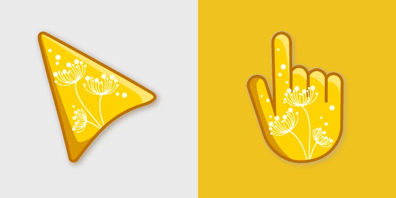 Fluffy White Cursor Pack with Yellow Flair preview for Chrome, Edge and Windows