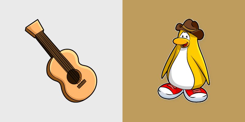Club Penguin Franky and Guitar custom cursor pack preview for Chrome, Edge and Windows