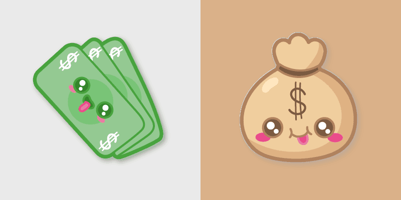 Cute Currency custom cursor pack preview for Chrome, Edge and Windows