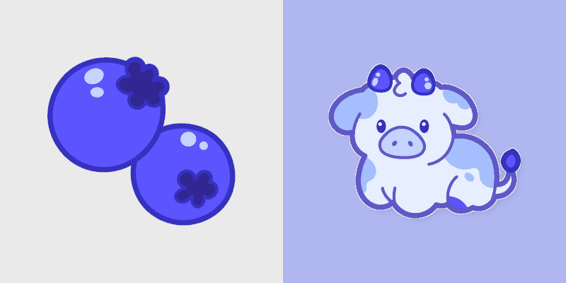 Kawaii Custom Cursor Pack - Blueberry Cow & Berries preview for Chrome, Edge and Windows