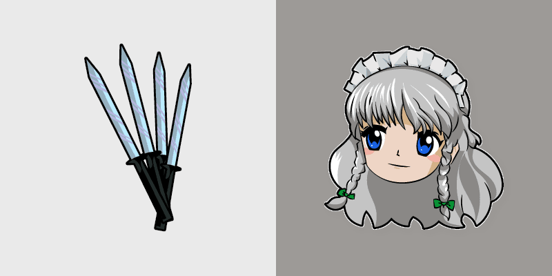 Sakuya Izayoi and Daggers custom cursor pack preview for Chrome, Edge and Windows