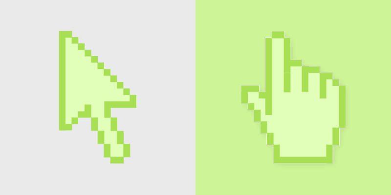 Tea Green custom cursor pack preview for Chrome, Edge and Windows
