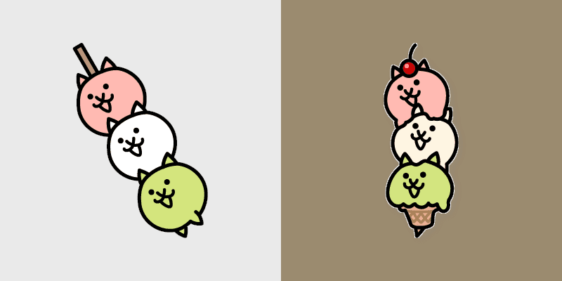 The Battle Cats Sweet & Gelato Bro Cats custom cursor pack preview for Chrome, Edge and Windows