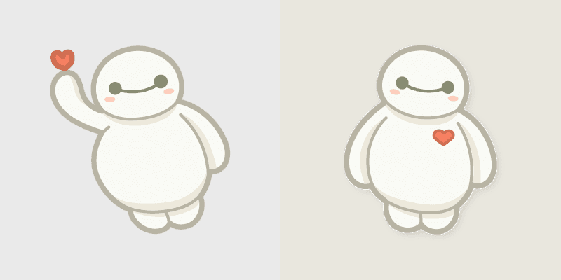 Baymax and Heart custom cursor pack preview for Chrome, Edge and Windows