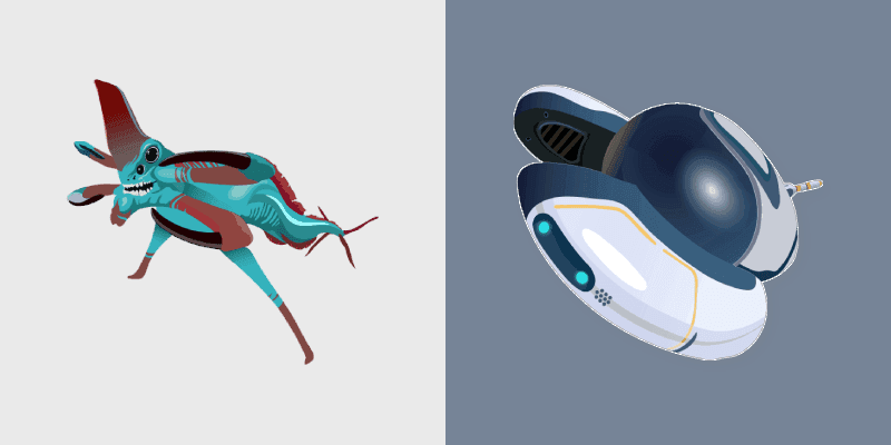 Subnautica Reaper Leviathan Seamoth custom cursor pack preview for Chrome, Edge and Windows
