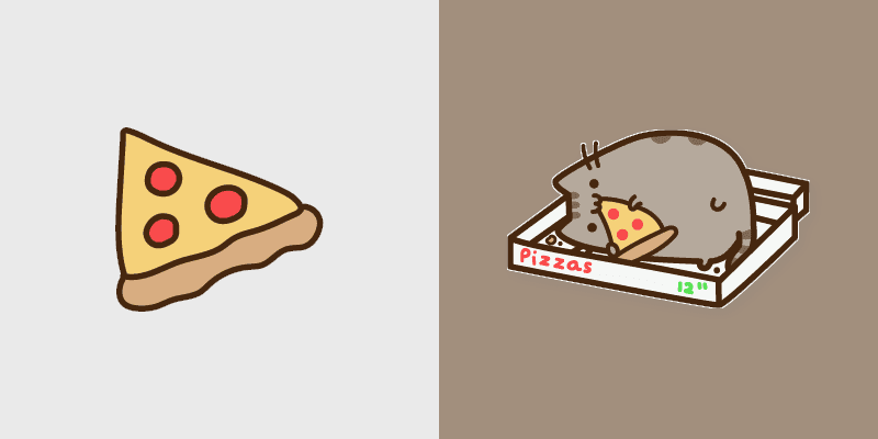 Pusheen Pepperoni Pizza custom cursor pack preview for Chrome, Edge and Windows