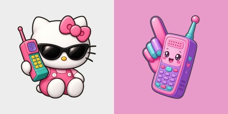 Kawaii Hello Kitty Shades & Brick Phone Cursor custom cursor pack preview for Chrome, Edge and Windows