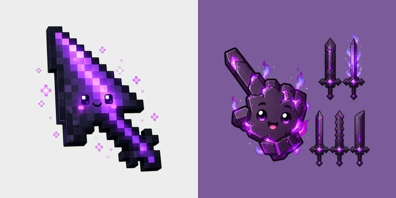 Minecraft Enchanted Netherite Sword custom cursor pack preview for Chrome, Edge and Windows