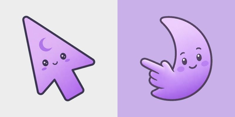 Minimal Gradient Lavender Moon custom cursor pack preview for Chrome, Edge and Windows
