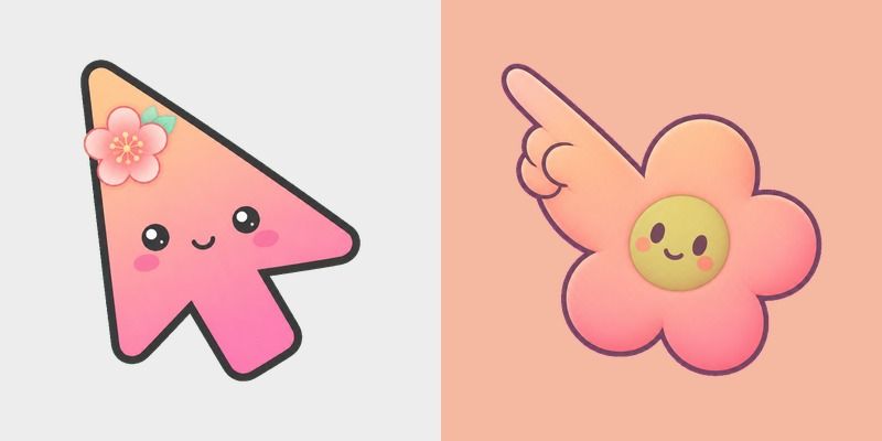 Minimal Gradient Peach Flower custom cursor pack preview for Chrome, Edge and Windows