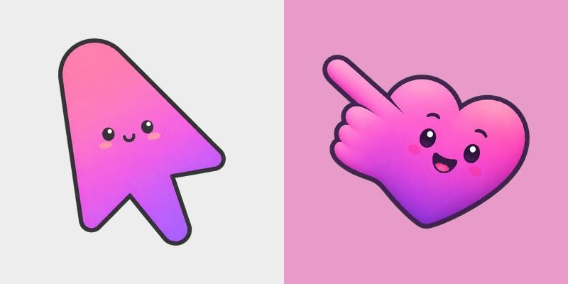 Minimal Gradient Pink Heart custom cursor pack preview for Chrome, Edge and Windows