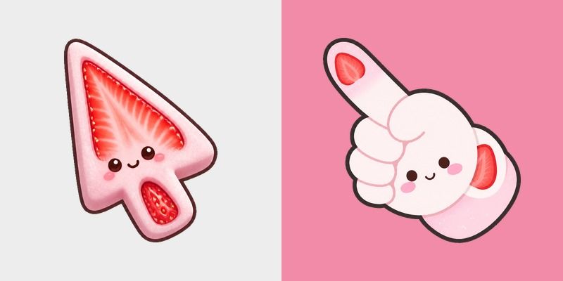 Strawberry Daifuku custom cursor pack preview for Chrome, Edge and Windows