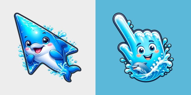USA Virginia Beach Dolphin and Ocean Splash custom cursor pack preview for Chrome, Edge and Windows