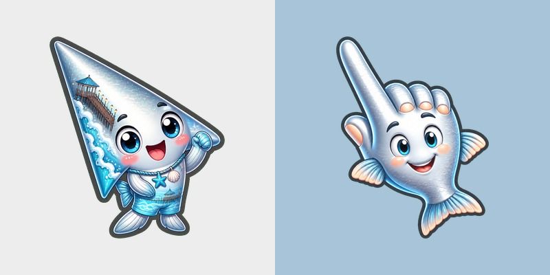 USA Virginia Beach Fishing Pier and Silver Fish custom cursor pack preview for Chrome, Edge and Windows