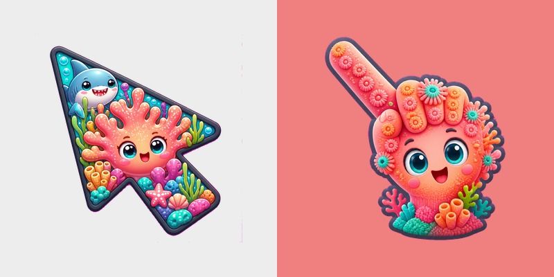 USA Virginia Beach Shark Tank and Coral Reef custom cursor pack preview for Chrome, Edge and Windows